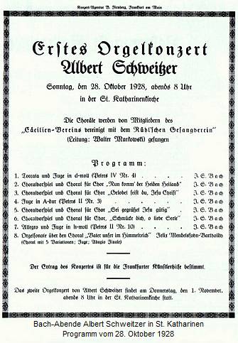 Bach-Abende Albert Schweitzer 28.10.1928