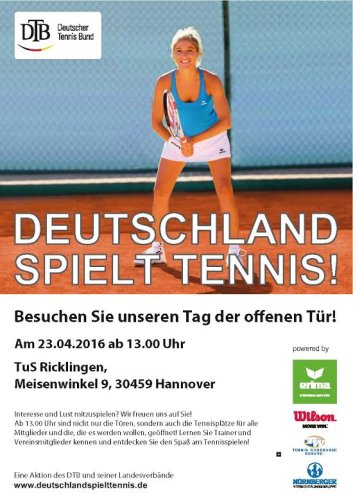 TuS Ricklingen Tennis: Tag der offenen Tr am 23.04.2016