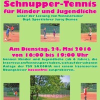 TSV Saxonia: Tennis-Schnuppern für Kinder und Jugendliche