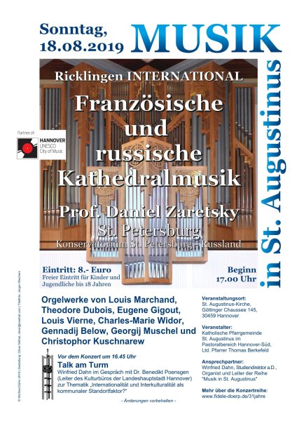 Orgelkonzert mit Prof. Daniel Zaretsky aus St. Petersburg/Russland am 18. August 2019 Orgelkonzert mit Prof. Daniel Zaretsky aus St. Petersburg/Russland am 18. August 2019