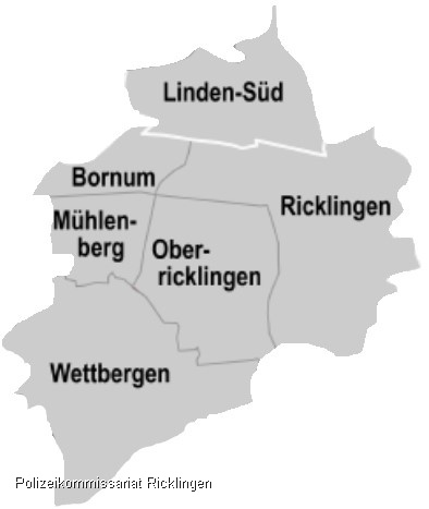 Das Polizeikommissariat Ricklingen ist zuständig für diese Hannoverschen Stadtteile