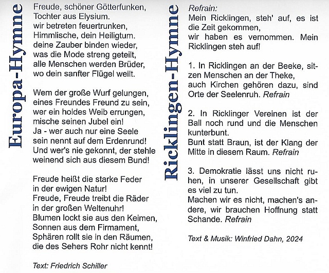 Europa- und Ricklingen-Hymne