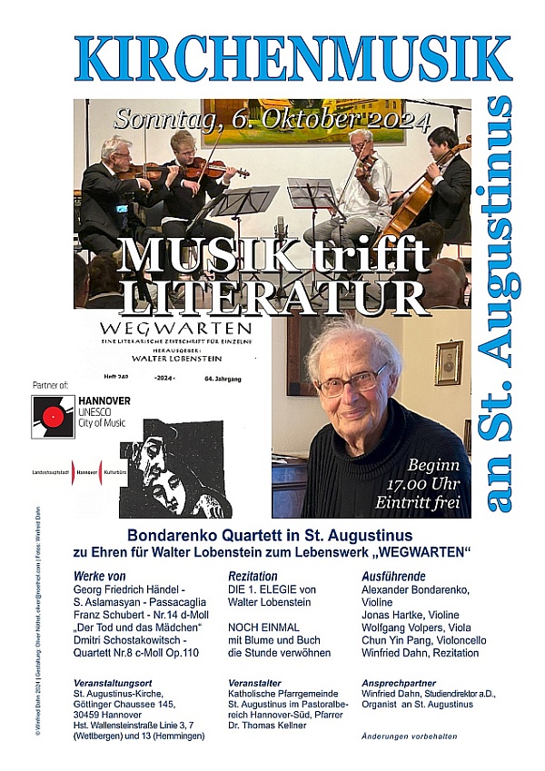 Kammermusik mit dem Bondarenko Quartett zu Ehren für Walter Lobenstein