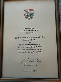 Bürgerpreis 2008 für Walter Lobenstein