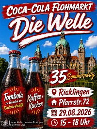 Der Coca-Cola Sammler Club feiert Sommerparty mit Tombola in Ricklingen (Plakat: Thomas M�ller)